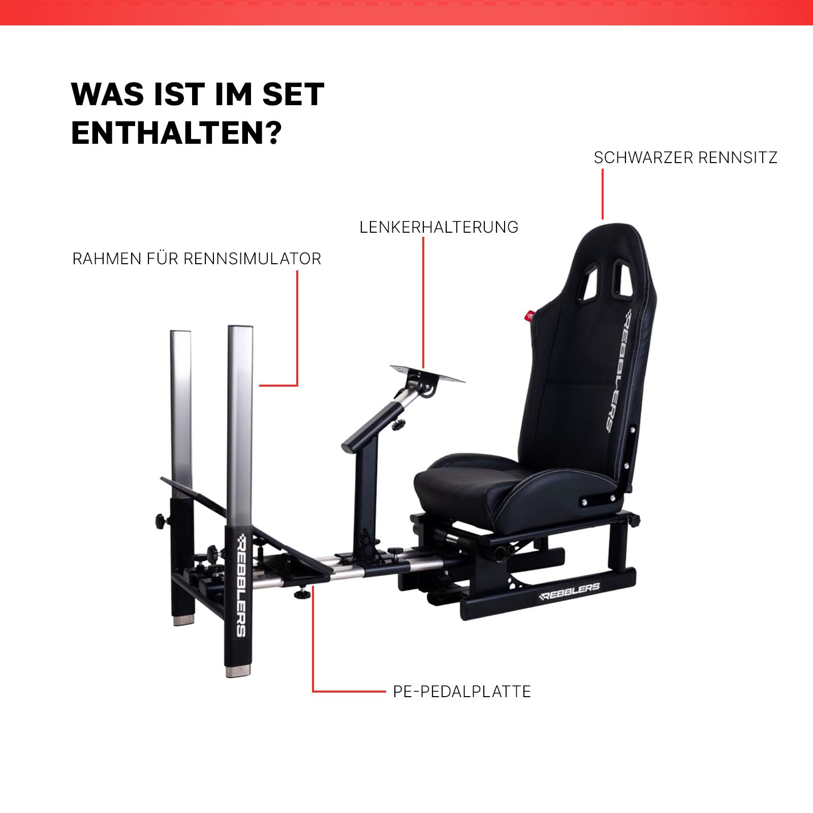 PRO SIM Racing Cockpit Verstellbarer Rennsitz Formula bis GT und Rallye Schwarz