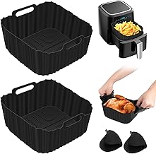 UTOCLEC 4 Stück Set Silikonform Heißluftfritteuse Zubehör, Mit Zwei Schwarzen Handclips, Wiederverwendbar, Aairfryer Silikonform, Leichte Reinigung