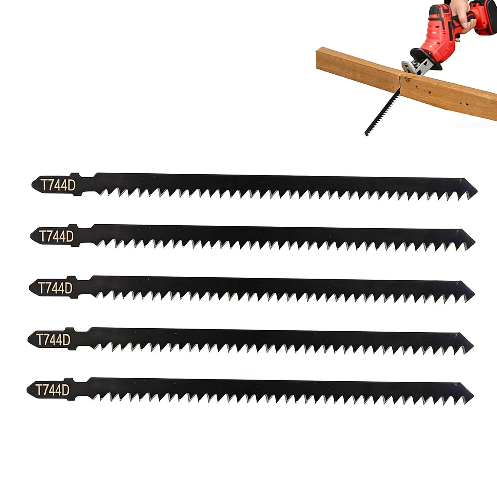 5PCS 180mm Extra Long Jigsaw Blades, T-Shank Jig Saw Blades for Wood Cutting,T744D, Long Jigsaw Blades Compatible with Bosch Makita Dewalt, jig saw Blades Wood Cutting Set