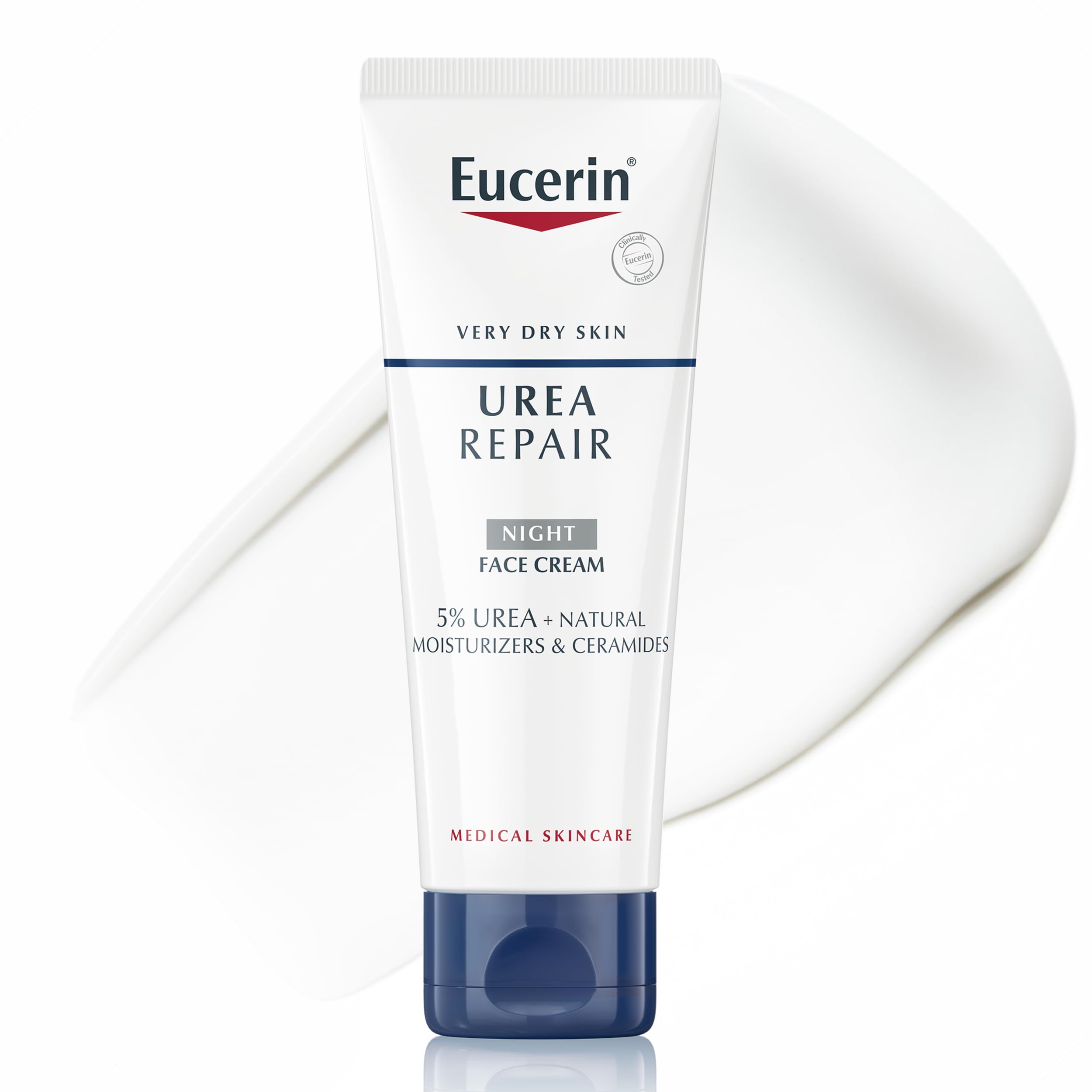 Eucerin UreaRepair Replenishing Face Night Cream 5% Urea 50ml, Intensive Night Cream for Dry and Rough Skin, Skincare with Urea for Dry Skin