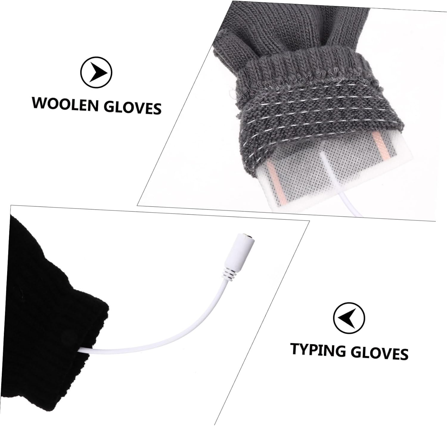 Heated Gloves Thermal USB Rechargeable Half Finger 2 Pairs Woolen Winter Gloves and Touchscreen Compatibility for Outdoor Activities Gaming