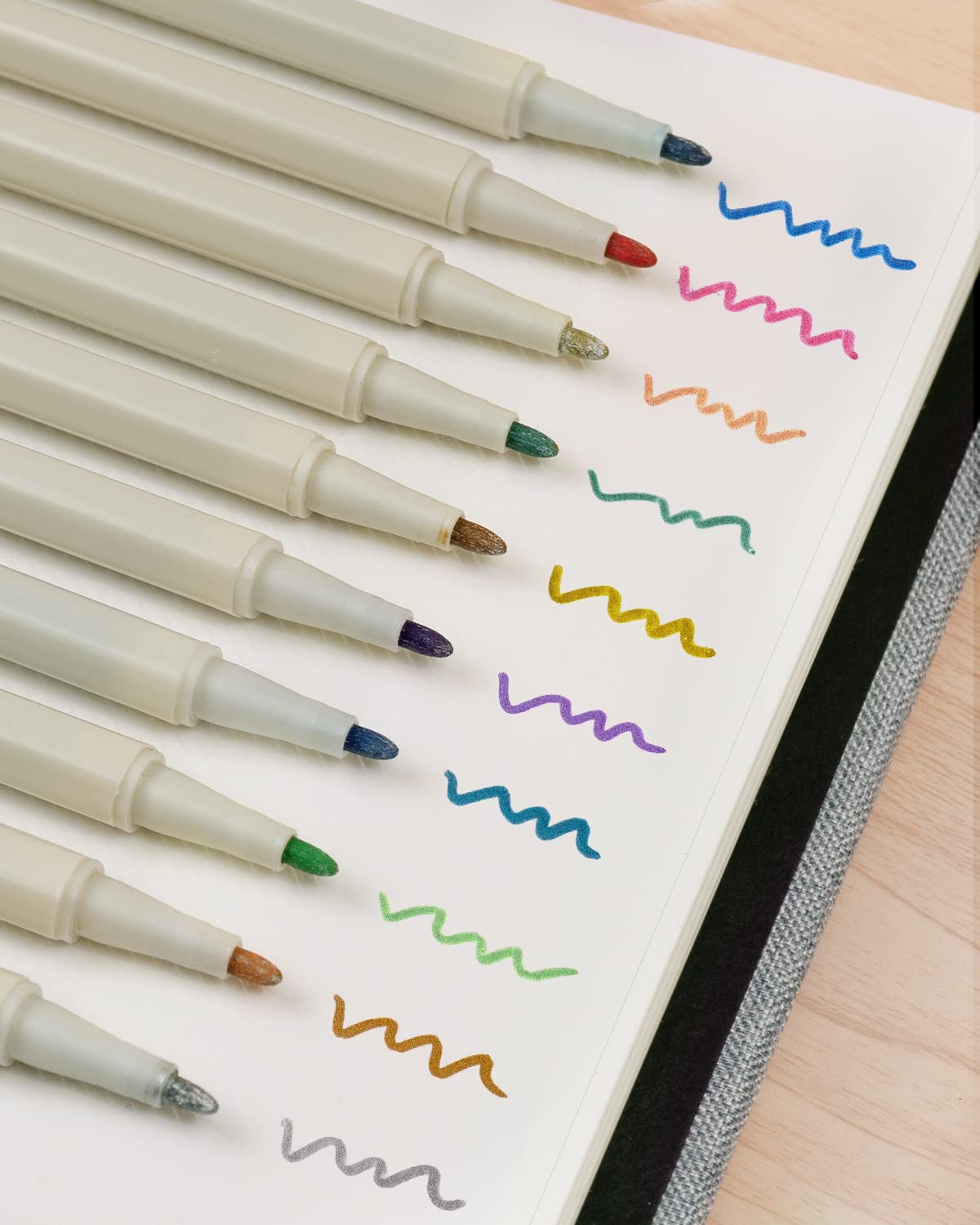 Photo Album 60 Self-Stick Pages (11x10.6inch) Beige Linen for 2x3 3x5 4x6 5x7 6x8 8x10 Pictures with 10 Metallic Pen, Magnetic Scrapbook Album for Your Family and Friends