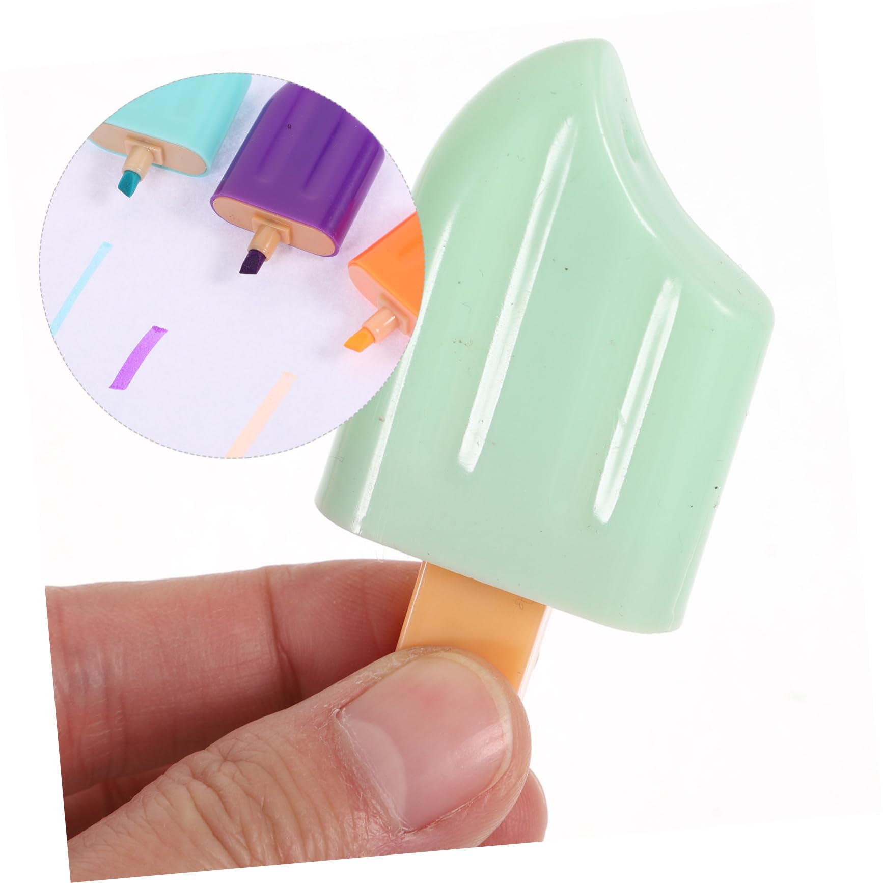 20 pezzi Penne Colorate Evidenziatori Ice Pop Design Creativo Mini Marker con Punta Cuneo Inchiostro Liscio Senza Perdite Protezione Antimacchia per Studio e Ufficio