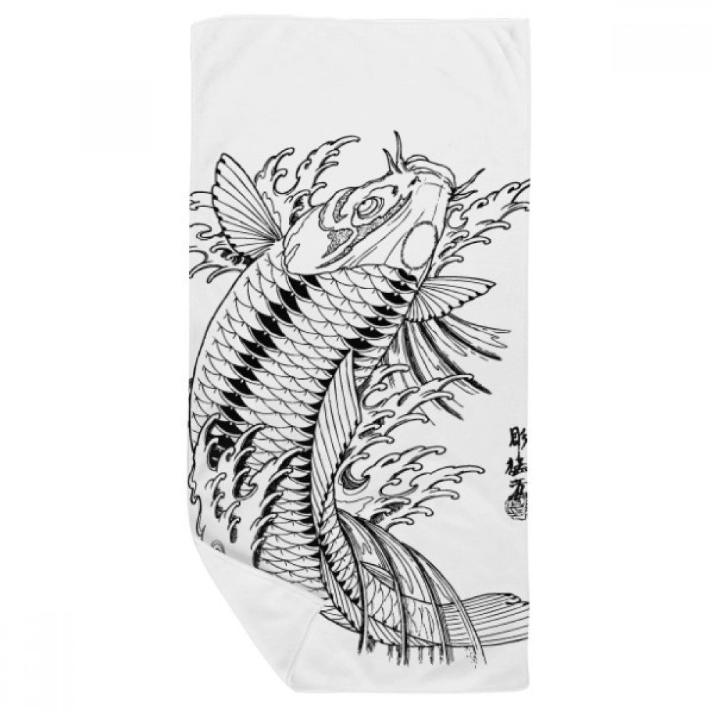Serviette de bain poissons 35x70cm en tissu doux multicolore pour la mer et piscine