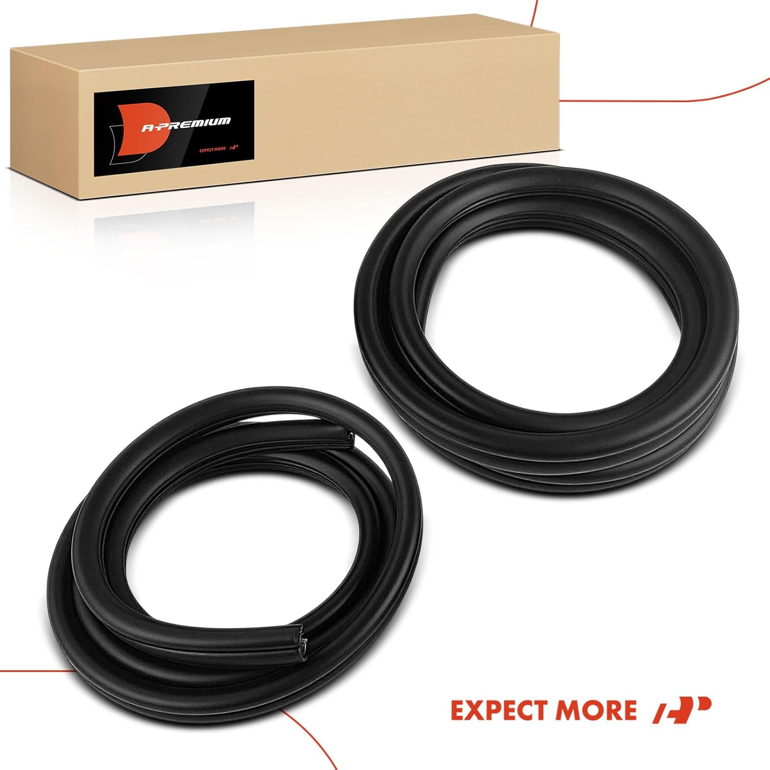 A-Premium 2PCS Rear Car Door Weather Stripping Seal Strips Compatible with Toyota Tacoma 2005-2015, Crew Cab Pickup