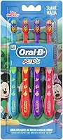 Oral B Kids, Escova de Dentes Infantil, Para uma Limpeza Completa, Cerdas Suaves, 4 Unidades, Multicolor
