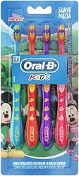 Oral B Kids, Escova de Dentes Infantil, Para uma Limpeza Completa, Cerdas Suaves, 4 Unidades, Multicolor