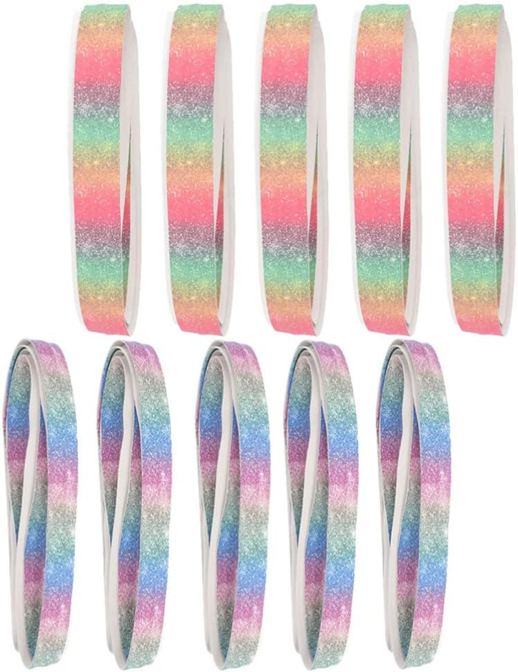 INOOMP 10pcs Tennis Racket Grip Tape Rainbow Color Badminton Grip Tape Anti Slip Absorbent Sweat Pu Racquet Handle Grip Tennis Overgrip for Rackets