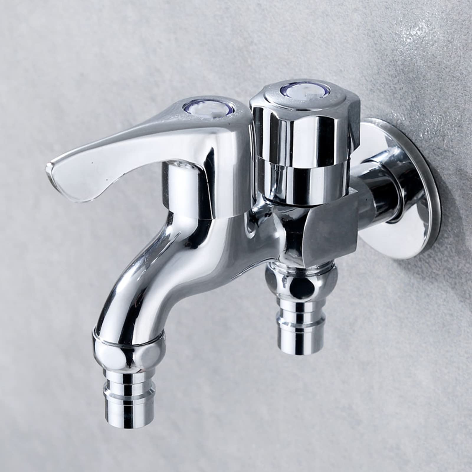 ISCBAFYX Lavadora Grifo de Mezcla de Agua fría Caño Doble Latón Fregadero de lavandería Divisor de Manguera Adaptador de Salida Doble para baño Inodoro, Cromo C (Negro A)