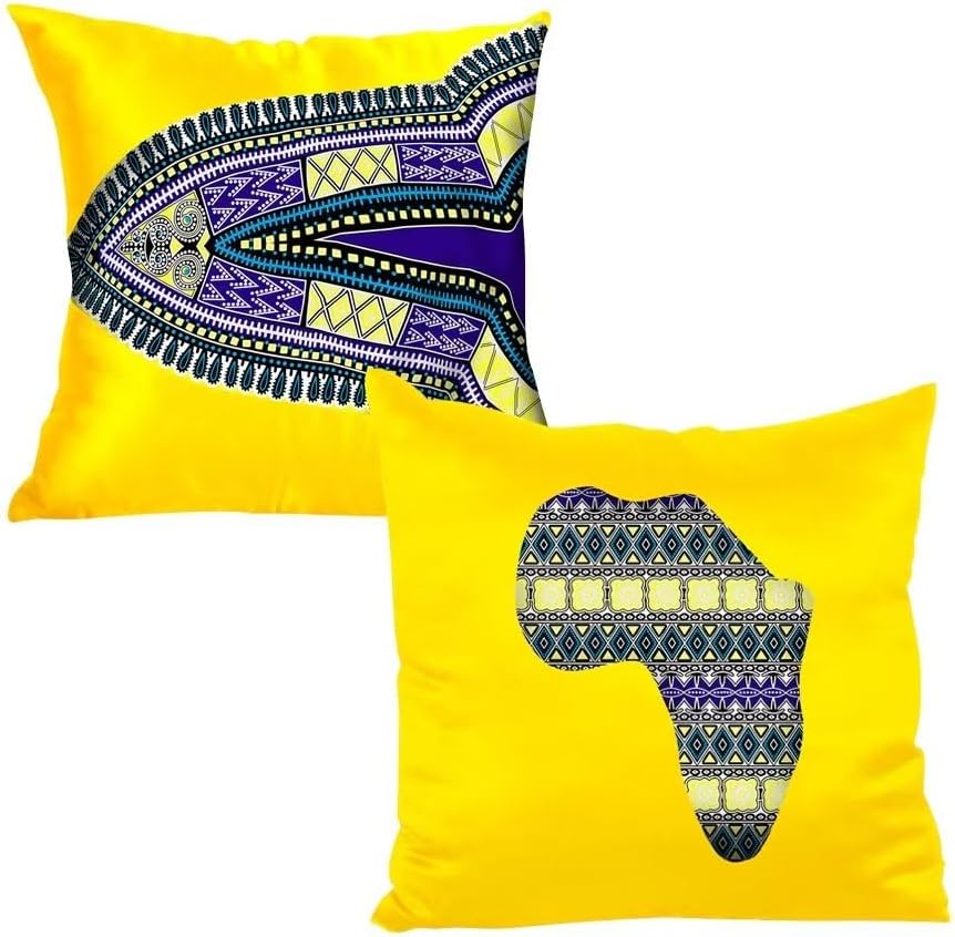 Set of 2 Throw Pillow Covers 18x18 Square Soft Soft Bright Satin with Wax Print Pattern Pillow Case for Couch Bed Car Living Room