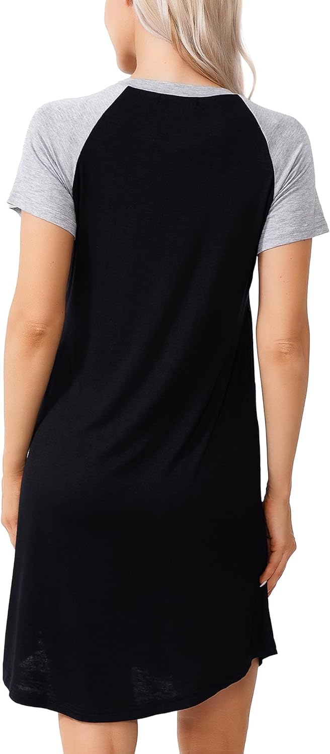 Women Sleepshirts 3 in 1 Labor/Maternity/Nursing Nightgown Short Sleeve Breastfeeding Sleep Dress XS-3XL - Image 4