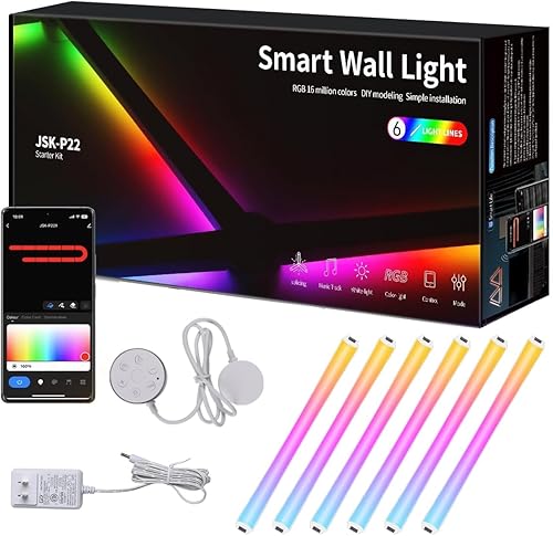 RGBIC Smart WiFi Glide - Lámpara de pared, compatible con Alexa y Google Assistant, 16 millones de colores, sincronización de música, luces de
