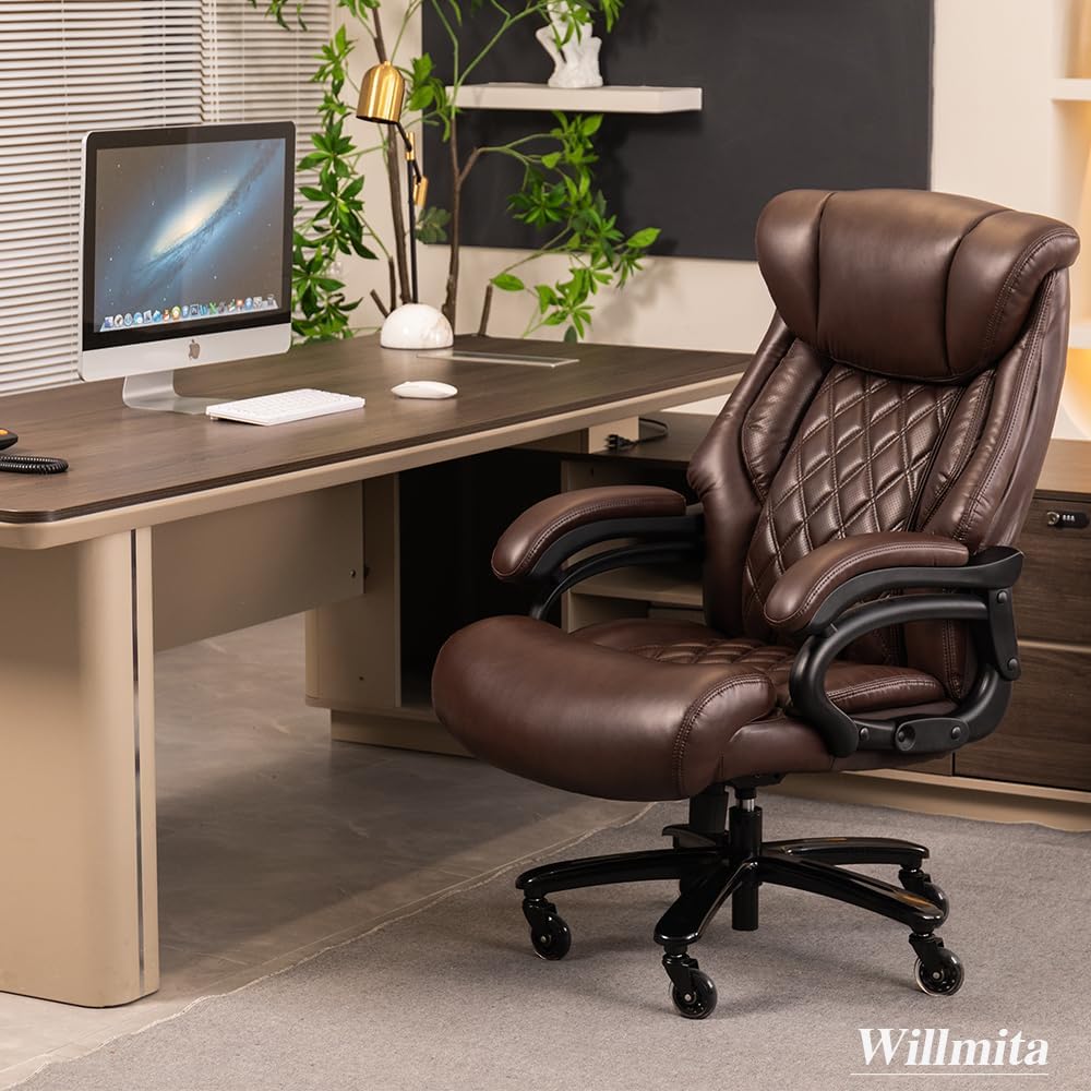 Sillas De Oficina Para Personas Pesadas, Grandes Y Altas, Asiento Ancho De 500 Libras, Silla De Escritorio Ergonómica De Piel Sintética, Silla De Computadora Ejecutiva Giratoria Ajustable Con Soporte