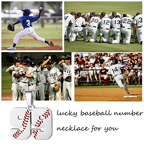 AIAINAGI Baseball Number Necklace for Men 00-99 Athletes Jersey Number Necklace Stainless Steel Silver Chain Baseball Charm Pendant Personalized Gift for Men（14） by AIAINAGI - Used condition - Image 6