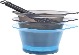 TEHAUX 5pcs Hair Dye Tools Set with Rubber Base Hair Coloring Bowls and Stirring Sticks, Includes 2 Black-grey Sets and 1 Navy Mixing Bowl for Home and Salon Use