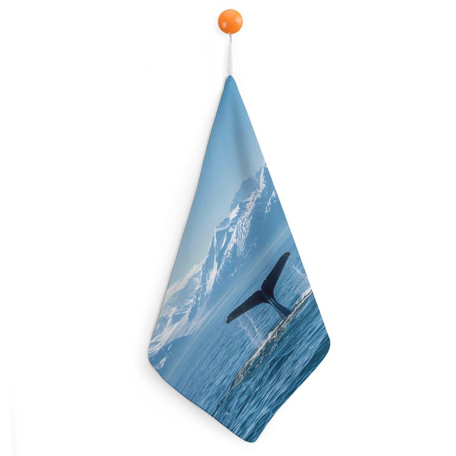 CGSBNGHA U.s.a-Alaska Whale Tail in Mountaines Hand Towel Hanging Face Towels Cleaning Cloths Handkerchief for Bathroom Kitchen