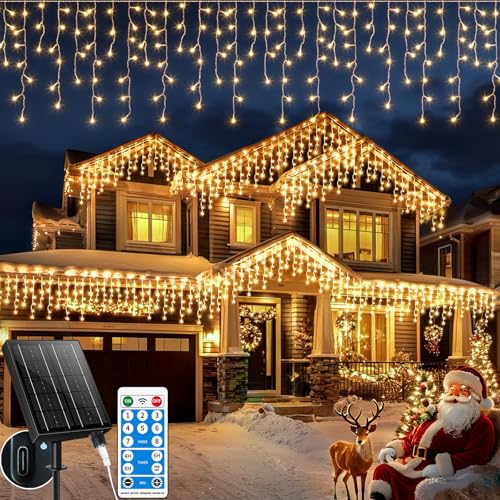 Holwim 660LED Solar Eisregen Lichterkette, 20+5M Erweiterbar...