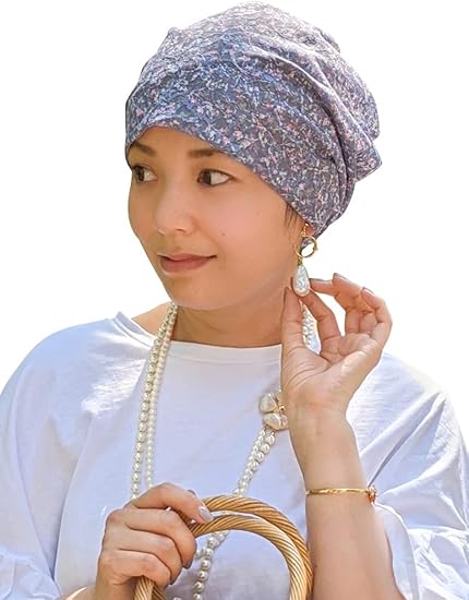 Amazon 医療用帽子 ケア帽子 レースタイプ かわいい 冬用 冬 冬物 フリーサイズ 室内 癌 脱毛 就寝用 外出用 レディース おしゃれ 綿 コットン Magique Hat Jean マジークハット ジーン Petit Flower Light Blue ニット 通販