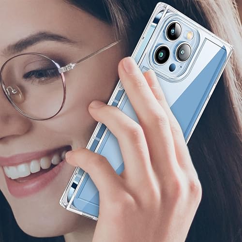 Miniatura 6 de Funda cuadrada compatible con iPhone 15 Pro Max de 6.7 pulgadas, funda transparente con esquinas cuadradas reforzadas, TPU suave + policarbonato a