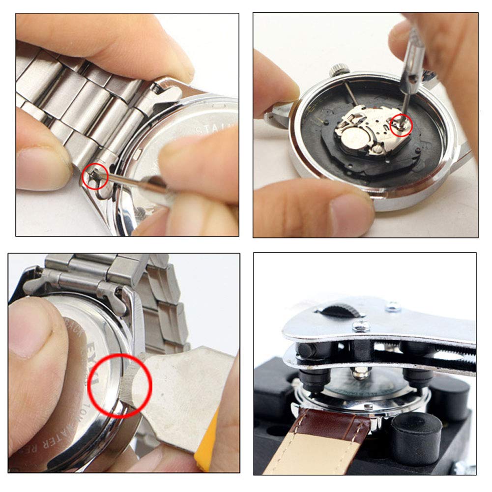 Kit de reparación de relojes de 13 piezas, juego de herramientas de barra de resorte profesional para ajustar la correa del reloj, kit de herramientas de reloj abridor de caja ajustable mejorado Est