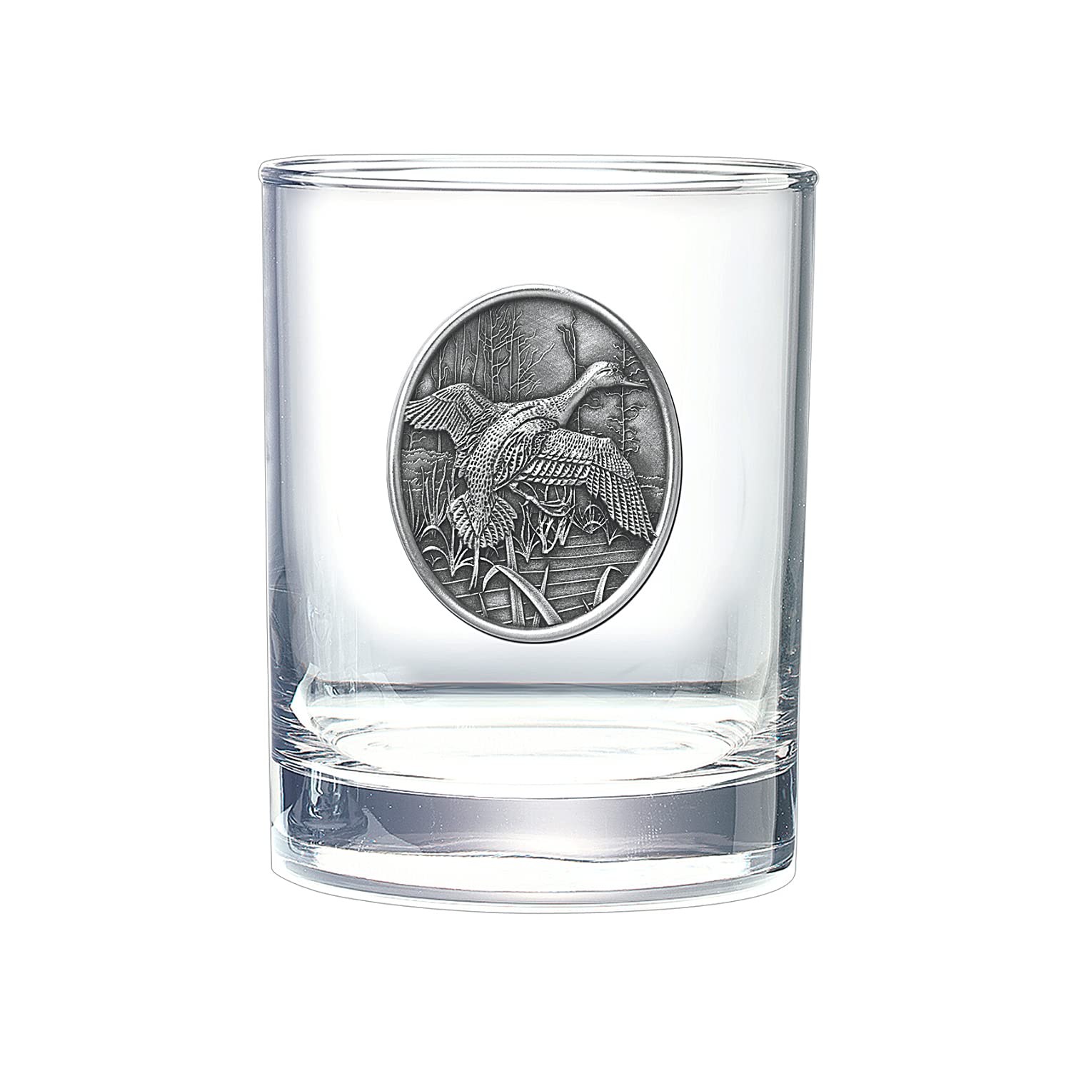 Heritage Pewter Pintail Duck Double Old Fashion | Double Rocks Glass 14 OZ for Liquor | Expertly Crafted Pewter Glass