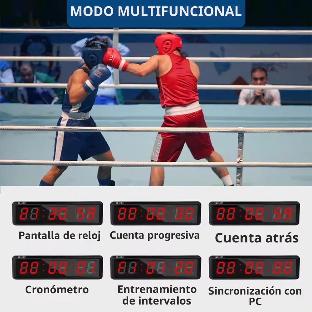 Juegos Cronómetro Gimnasio 2.3 Pulgadas con Trípode,Pantalla de 6 dígitos,Brillo Ajustable,Portátil,Brillo Ajustable de 12/24 Horas,Incl Trípode y Soporte de Pared para Cocina/Exámenes/Competición