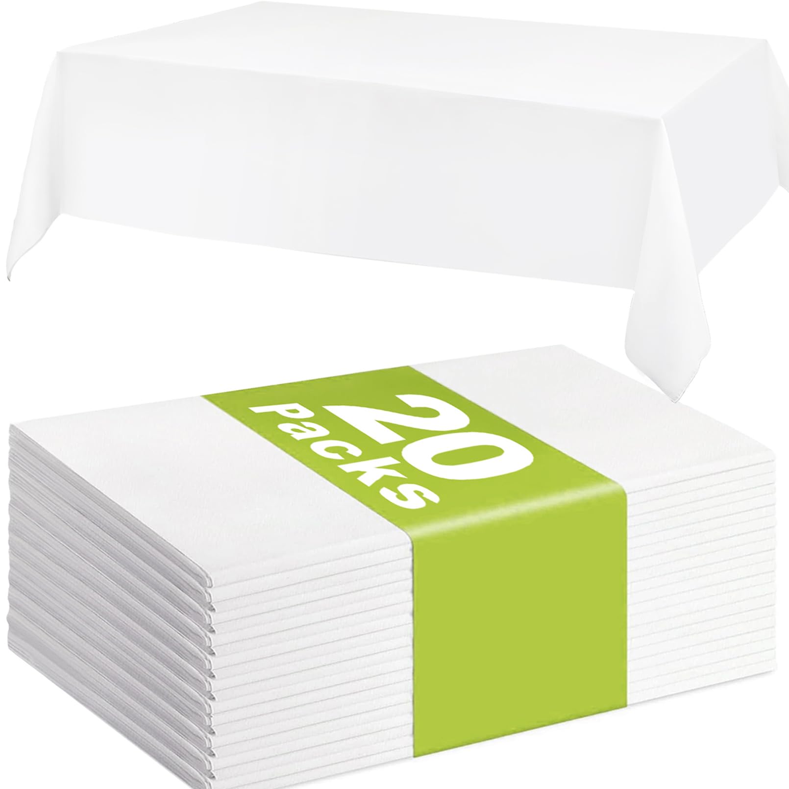 Preocea White 20 Pack Plastic Table Cloth, 137 X 274 Cm Table Cover, Disposable Waterproof Tablecloth, Rectangle Tablecloths For Wedding Party Supplies Birthday Picnic (White)