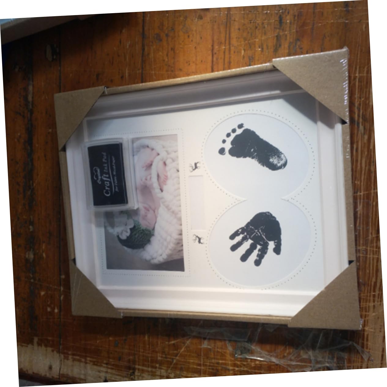 ibasenice Footprint Kit for Baby Shower Newborn Handprint Footprint Photo Frame Milestone Present Room Decor