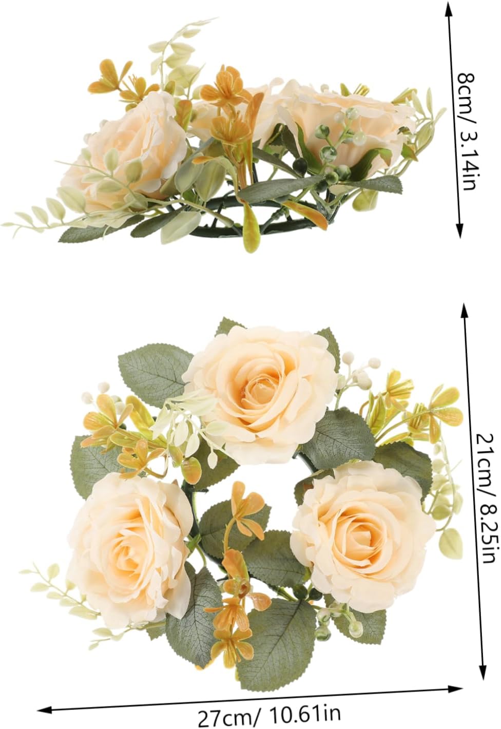 SOLUSTRE Artificial Flower Candle Rings Wreaths Boho Style Daisy and Rose Design 6-Inch Faux Floral Candle Holders for Wedding