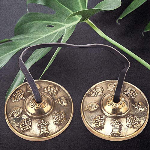 Címbalos tibetanos tingsha símbolo da sorte budista em relevo meditação yoga sino carrilhões com ins