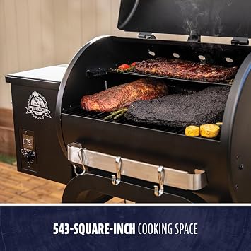 Pit Boss 500 Carbon Series Wood Pellet Grill & Smoker with LCD Digital Controller, 543-Sq. In. Cooking Space, 180F to 500F Temperature Range, Meat Probe, 13.5 lb. Pellet Hopper, Black