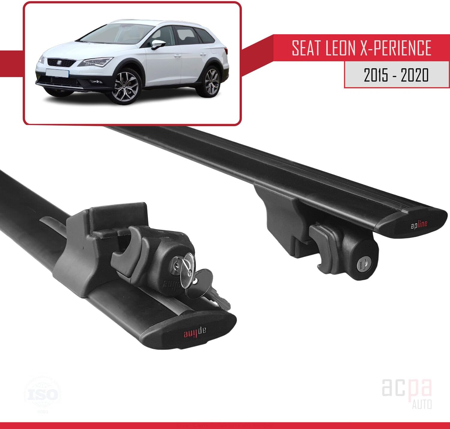 Compatible with Seat Leon X-Perience 2015-2020 Roof Rack Hook Pannier Rack Railing Rack with Key Aluminium Black