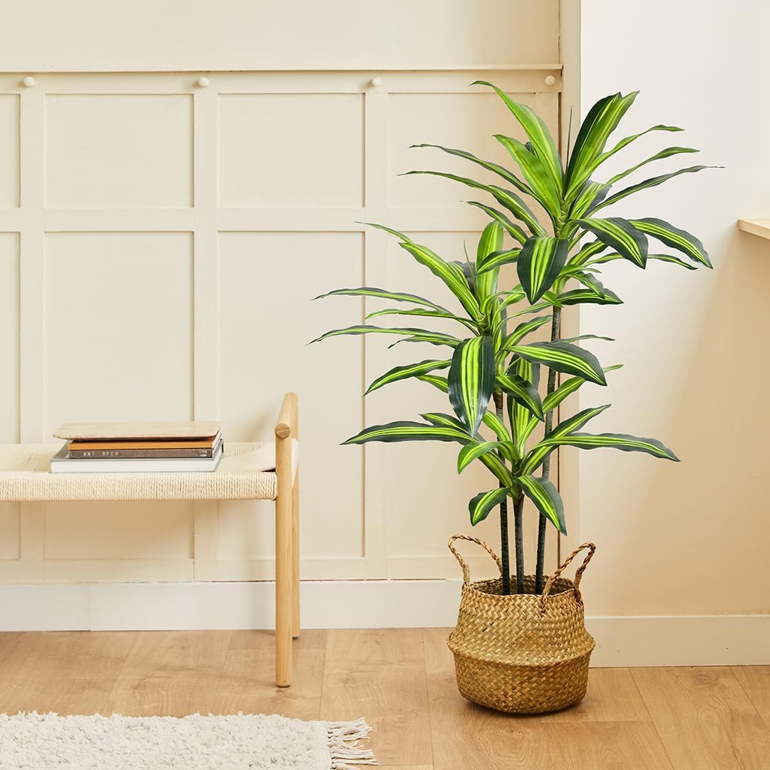 BLAINE | Dracaena Variegata 120cm | Plantes Artificielles Décoratives | Grande Plante Artificielle | Plantes Artificielles pour Intérieur/Extérieur | Plante Artificielle Réaliste Décorative