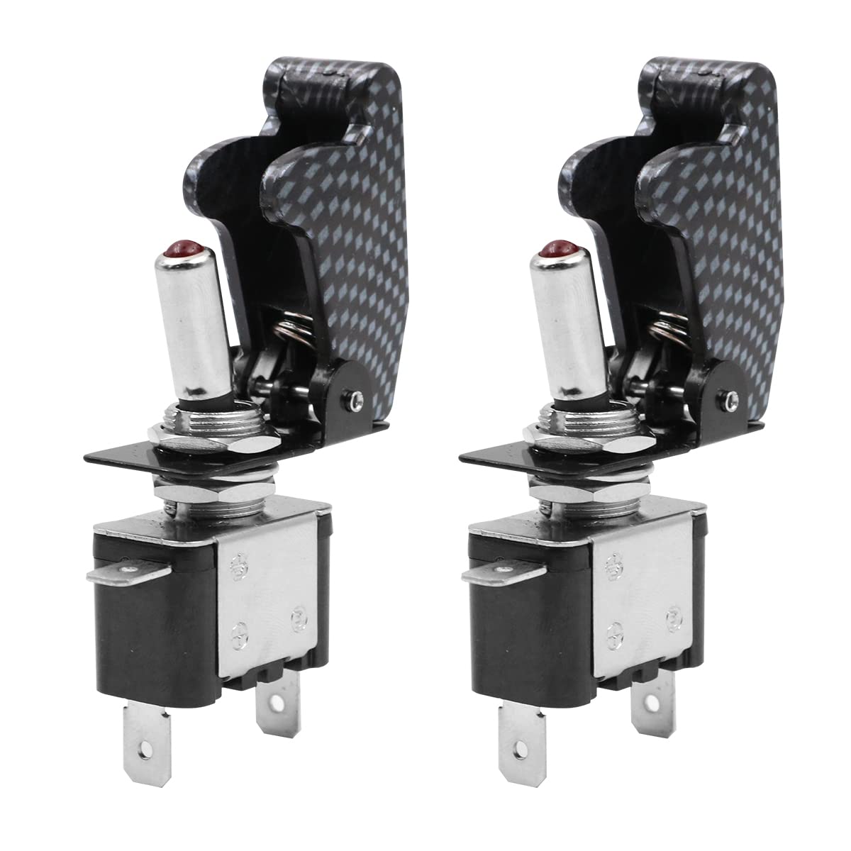 2 piezas 12 V 20 A luz LED resistente interruptor basculante con cubierta impermeable SPST ON/Off 3 pines para coche camión barco ASW-07D - rojo