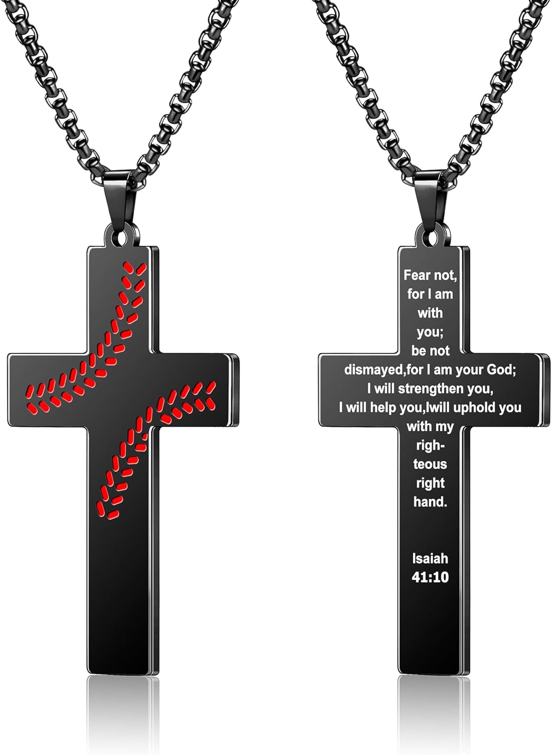 AILUOR Baseball Cross Necklace for Men Bible Verse, First Communion Baseball Pendant Chain Personalized Christian Religious Scriptures Baptism Gifts Father's Day Graduation Jewelry