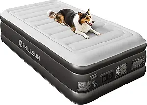 CHILLSUN 2025 Upgraded Twin Air Mattress with Built in Pump, 3 Mins Quick Self-Inflation Inflatable Airbed, Comfortable Top Surface Blow Up Mattress for Home Portable Camping Travel