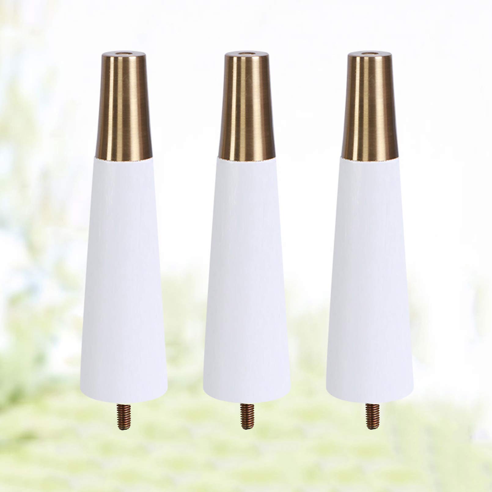 Gambe per mobili in Legno massello, Set di 4 Gambe di Ricambio con Barra filettata M8 conica per scrivania, Mobile, Sedia, Tavolo, Divano, Pouf, cassettiera, Bianche, 18 cm, con Base in Otto