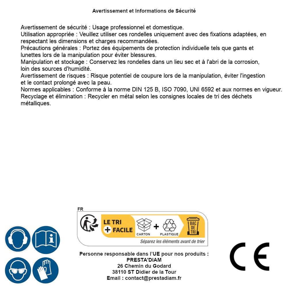 D-Work - Arandelas planas (5 mm, DIN 125 B, ISO 7090, UNI 6592, acero inoxidable, A2, D-Work, 200 unidades)