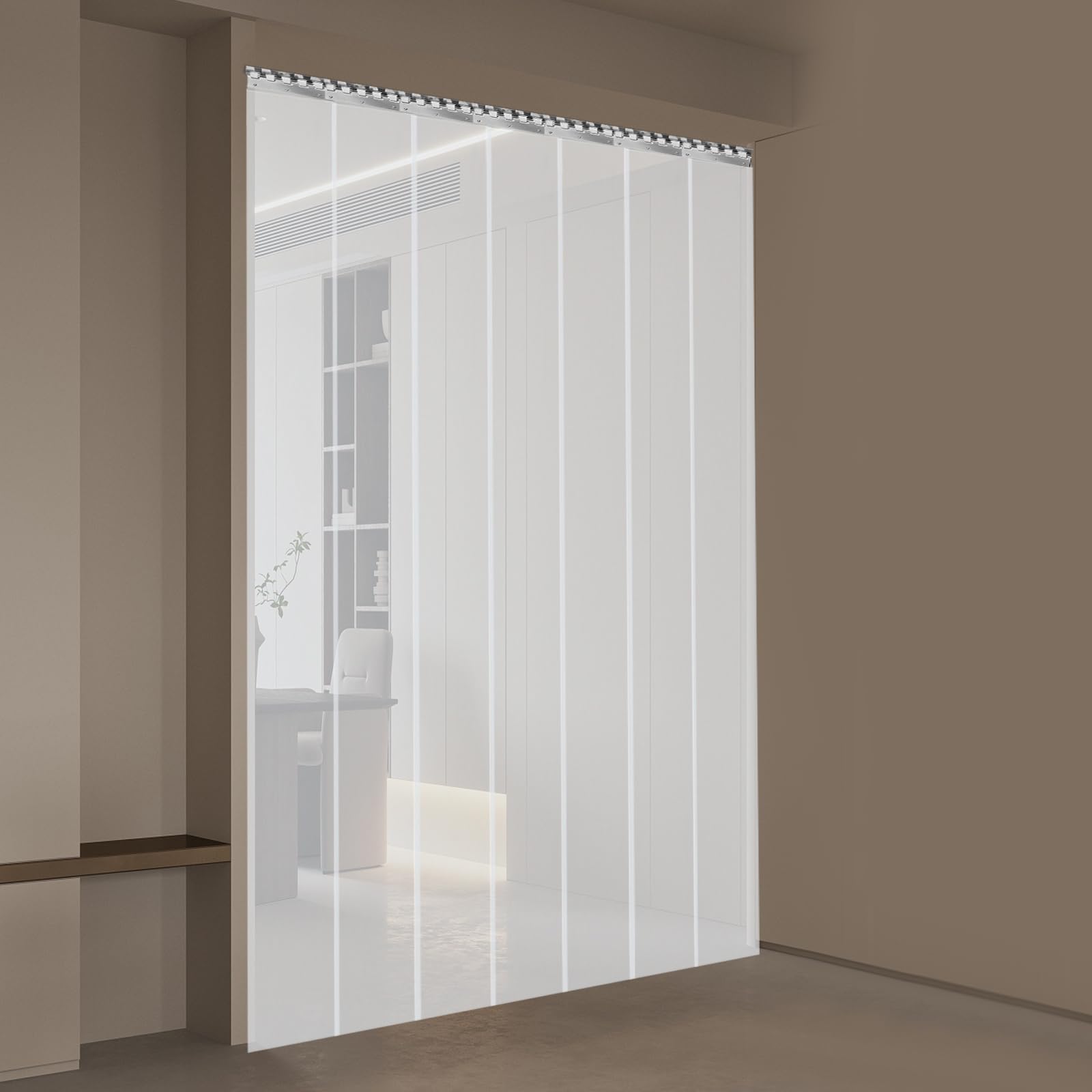 SHZICMY Lot de 7 rideaux à lamelles en PVC - 105 x 200 cm - Transparent - Coupe-vent - Imperméable - Pour chambre, magasin, supermarché, réfrigérateur