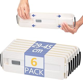 Alyvisun 6pcs Schubladentrenner Verstellbar 29-45cm, Schubladen Trenner Verdicktes Hartplastik, Schubladenteiler für Schubladen & Schränke Schubladen Organizer