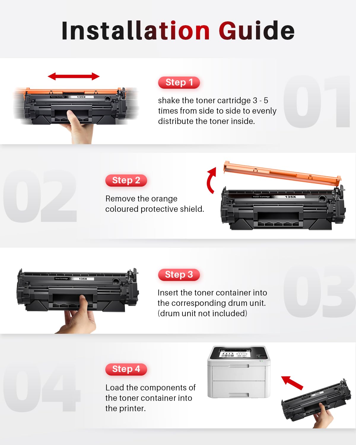 Halloya Tóner W1350X 135X Compatible con HP 135A 135X W1350X para HP LaserJet M209 M209dw MFP M234 M234dw M234sdw M234sdn (1 Negro) — view 7