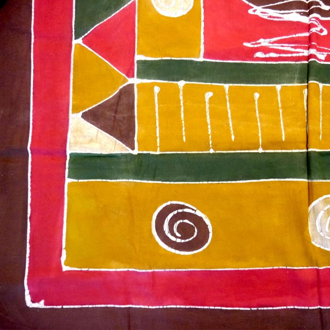 Amazon.co.jp: アフリカジンバブエ製 ろうけつ染め布（155cm×190cm）壺