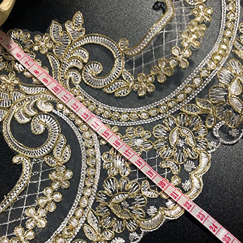 Delicate 1Yard Gold Cording Fabric Flower Venise Venice Mesh Lace Trim Applique Sewing Craft For Bride Wedding Dresses #TOP1