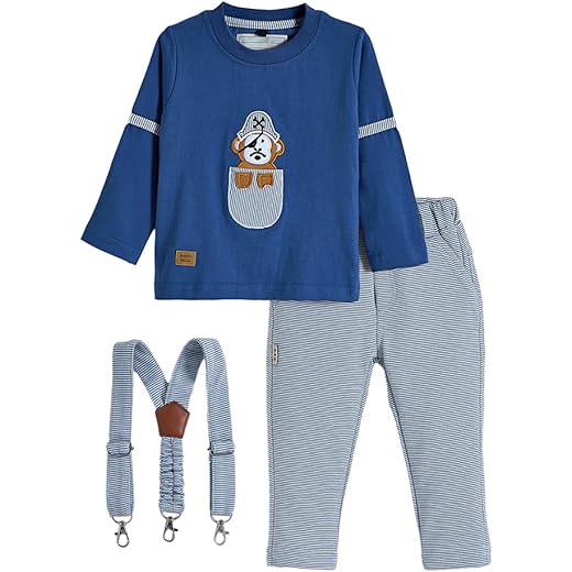 Boys Blue Animal Embroidered Formal Set
