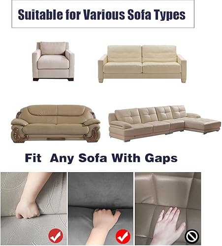 Miniatura 5 de OSVAW Funda para sillón, funda de sofá de sirsaca de 1 pieza, elástica, lisa, de alta elasticidad, duradero, protector de muebles con falda (crema