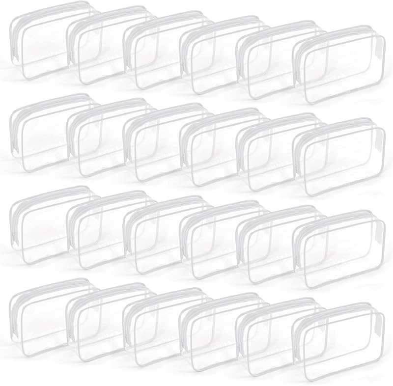 Necessaire transparente TISRATOK com zíper, branca, média, 24 unidades