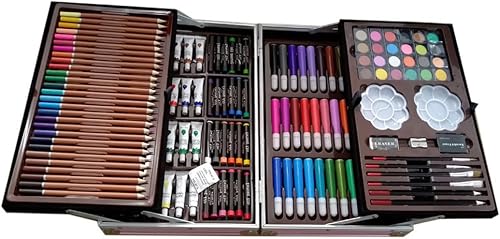 145 Piece Art Painting Sets, Art Supplies, Deluxe Art Set Crafts Drawing Painting Kit whit Handle and lock, Stationery Set Gift of Kid Girl Boy - Pink