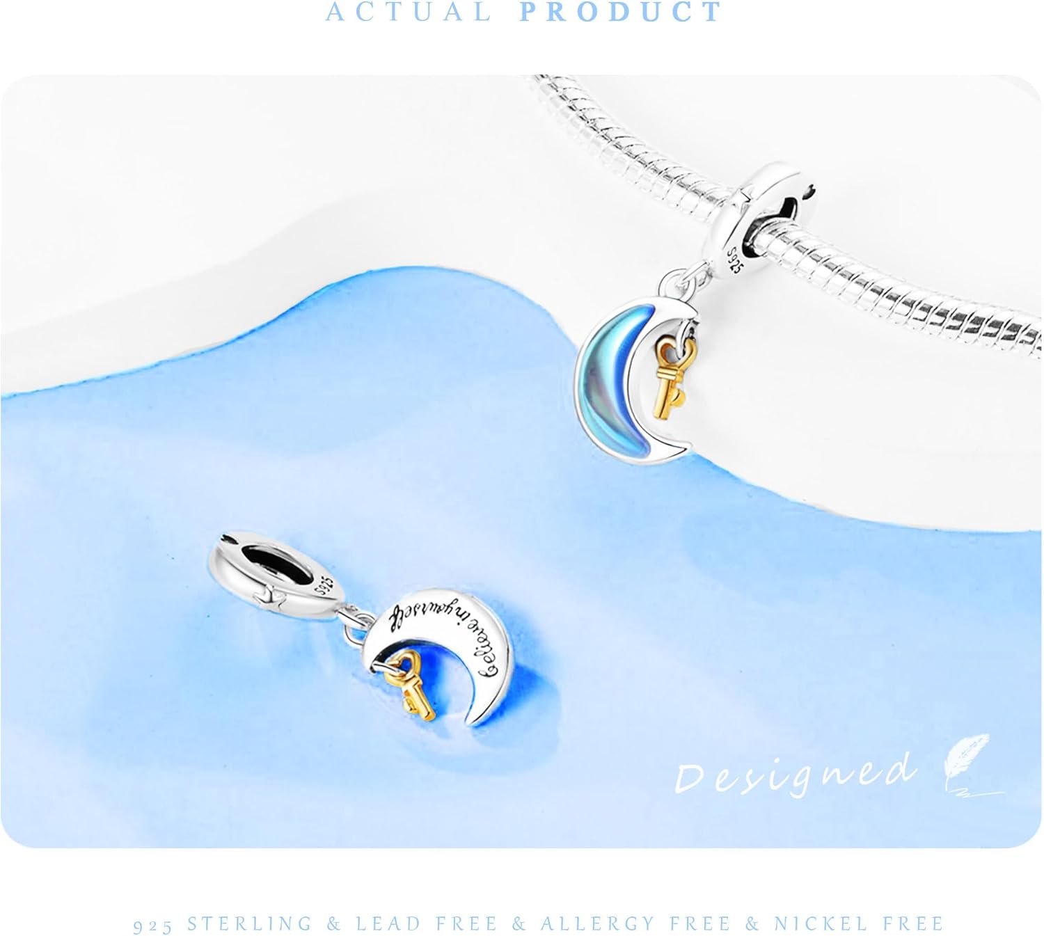 925 Sterling Silver Charms Beads for Bracelets Necklaces, Boho Dream Catcher Star Moon Shell Cat Butterfly Heart Airplane Pendant, Blue Purple Colorful Cute Jewelry Birthday Gift for Women Men - Image 5