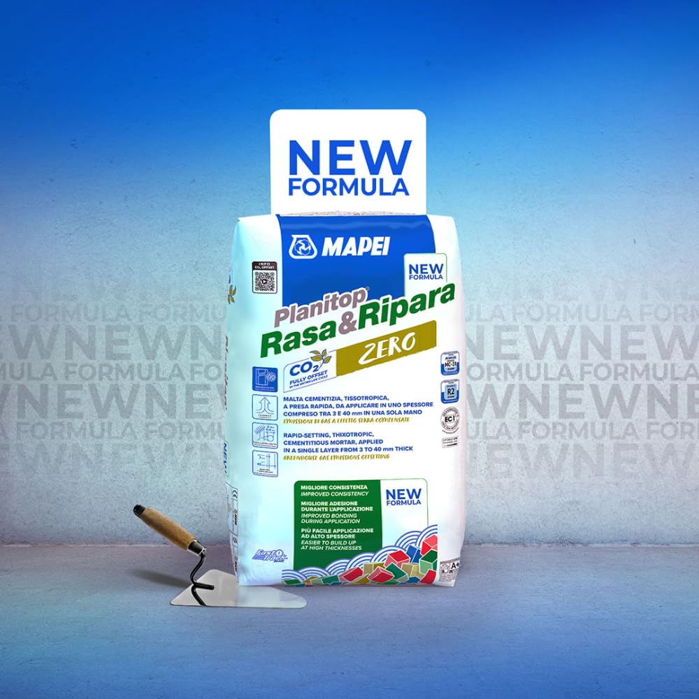 Mapei Planitop Rasa & Ripara Zero, Malta Cementizia Tissotropica, per Ripristino e Rasatura, 5 kg, Sacchi 6