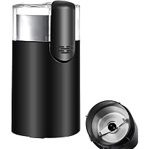 Coffee Bean Grinder - Electric Grinder Machine, Stainless Steel Latte Mill with Brush - For Cold Brew, Cafe, Home, Travel, Beans, Food, Nuts